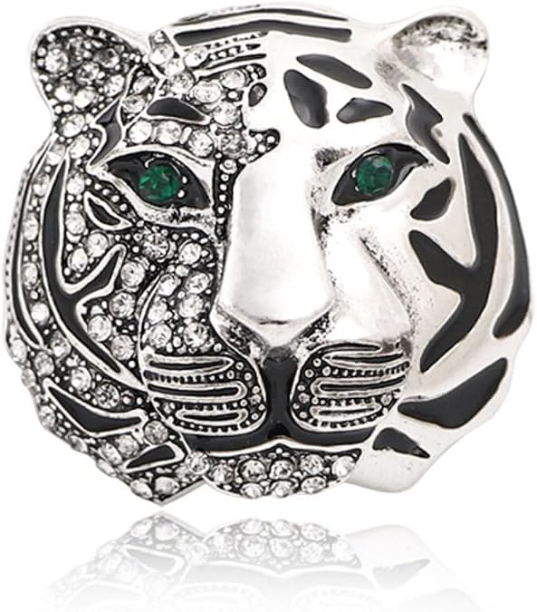 Rhinestone Tiger Head Brooch Pins for Men Women Suit Pin,Retro Elegant Crystal Animal Lapel Pin,Charm Tiger Coat Collar Brooch Fashion Jewelry Accessories