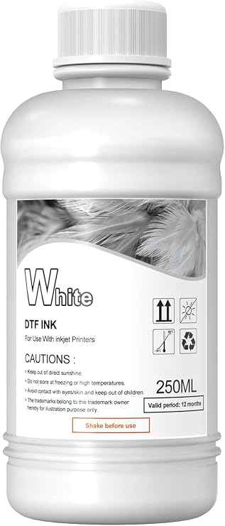 DSV DTF Ink for DTF Heat Transfer Film Printing Direct to Film, Refill for DTF Printers with Printhead XP600, I3200, F1080, R1390 (2X 250ml White)