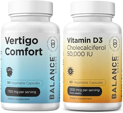Balance Breens Vertigo Relief 1750mg  Vitamin D3 50,000 IU Supplement Combo