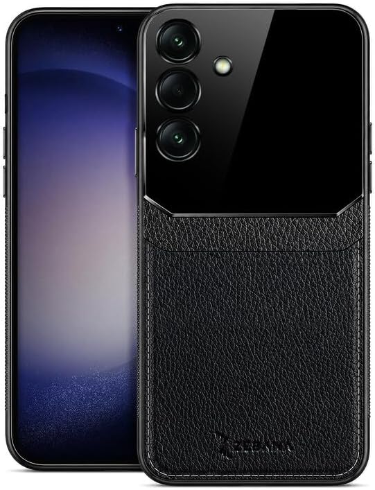 Zebana Samsung Galaxy A36 ile Uyumlu Kılıf Zebana Lens Deri Kılıf Siyah