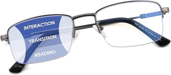 Progressive Multifocus Reading Glasses Men Lightweight Titanium Arm No-line Trifocal Readers for Near Range