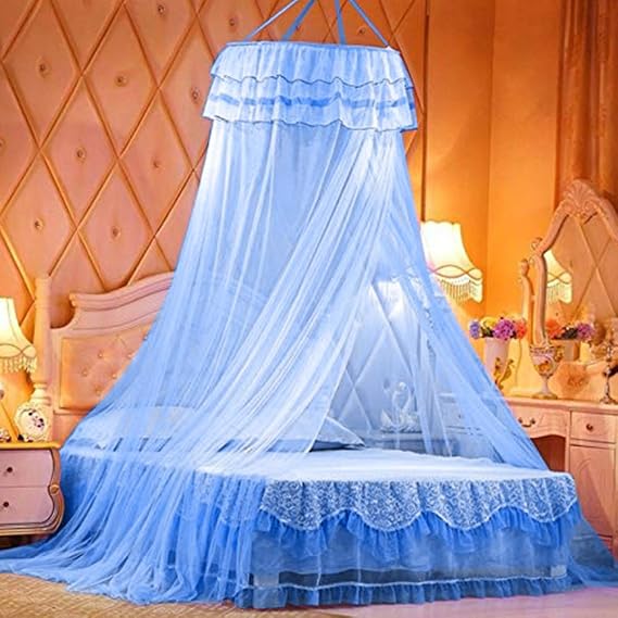 Mosquito Net, Princess Dome Mosquito Net Mesh Bed Canopy Bedroom Decoration Luxury Princess Bed Canopy Mosquito Net for Girls, Teens or Over Baby Crib - Blue