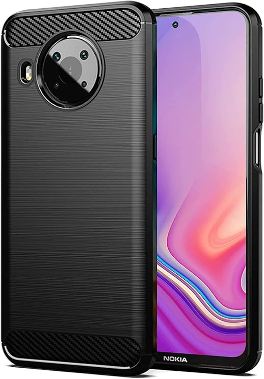 SCL Nokia X10/X20 Case Carbon Fiber Effect Gel Grip Protector Anti-Scratch Collision Shock Absorbing Black