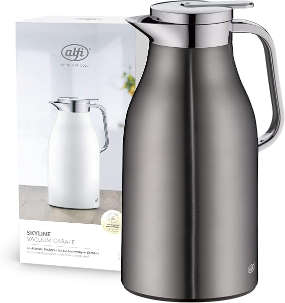 ALFI Skyline 1321.234.150 Insulated Teapot Stainless Steel with Double Wall Tempered Glass AlfiDur Grey 1.5 L