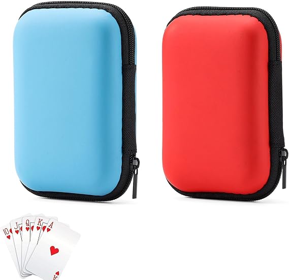 2Pcs Playing Card Case for UNO, Playing Card Box, Card Game Holder Case, Playing Card Bag for On The Go, Durable and Portable Storage Box, for Standard Size Playing Cards(Blue and Red)
