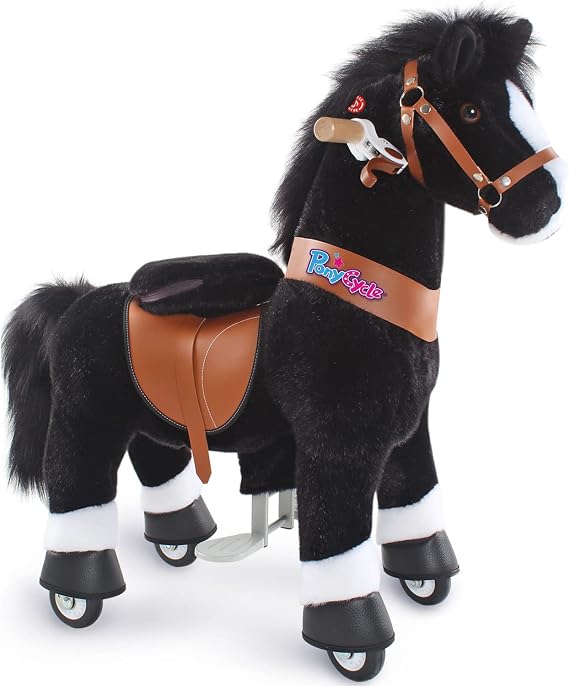 PonyCycle Rideable Horse Toys for Toddlers, Black Ride-on Horse, Age 3-4