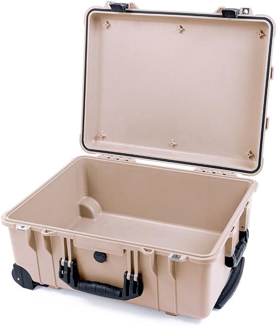 Pelican Protector 1560 Case by ColorCase - Desert Tan - Waterproof Case (Case Only) - Black Handles & Latches