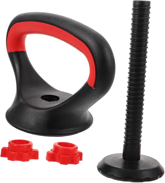 Adjustable Kettlebell Handle with Stable Base, Black PVC Steel Grip