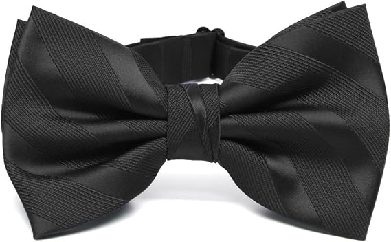 tiemart Men's Pre-tied Adjustable Striped Bow Tie