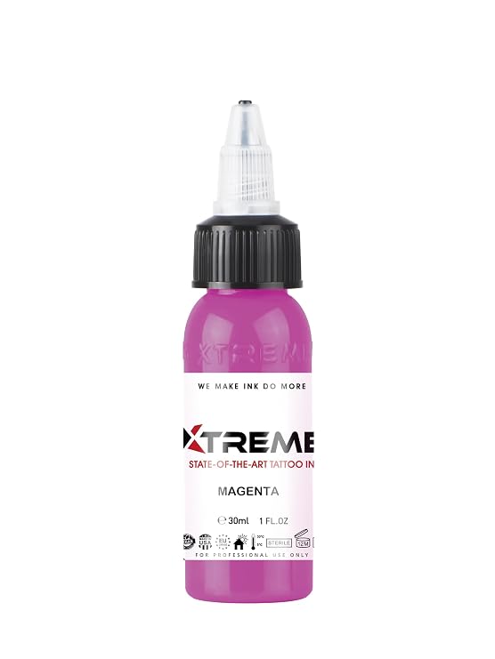 Xtreme Tattoo Ink, Versatile Medium Viscosity for Precision Tattooing, Rich Hue, Quick Healing, Acrylic-Free, Water Based, Highest Safety Standards - Ready-to-Use Tattoo Ink (Magenta, 05 oz)