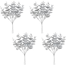 24 Pcs Artificial Eucalyptus Stems Eucalyptus Leaves for Wedding Fake Plants for Home Decor, Silver