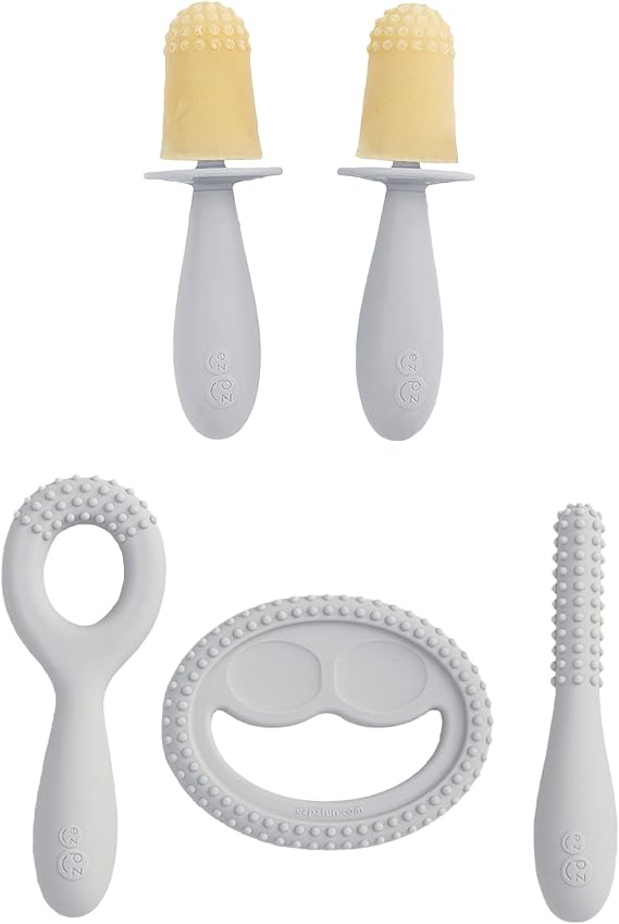 Pre-Feeding Bundle 3m+ (Pewter) Tiny Pops + Oral Developmental Tools Infant Baby Essentials