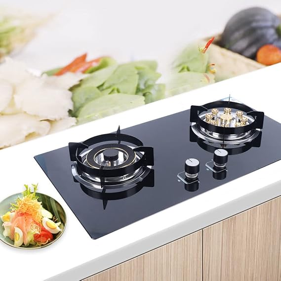 2 Burners Gas Cooktop Natural Gas Stoves for Kitchen, Gas Stove Top Stainless Steel Built-in Gas Cooktop Gas Hob for RVs, Apartments, with Anti-Tempering (Not Included Gas Pipe) | US STOCK