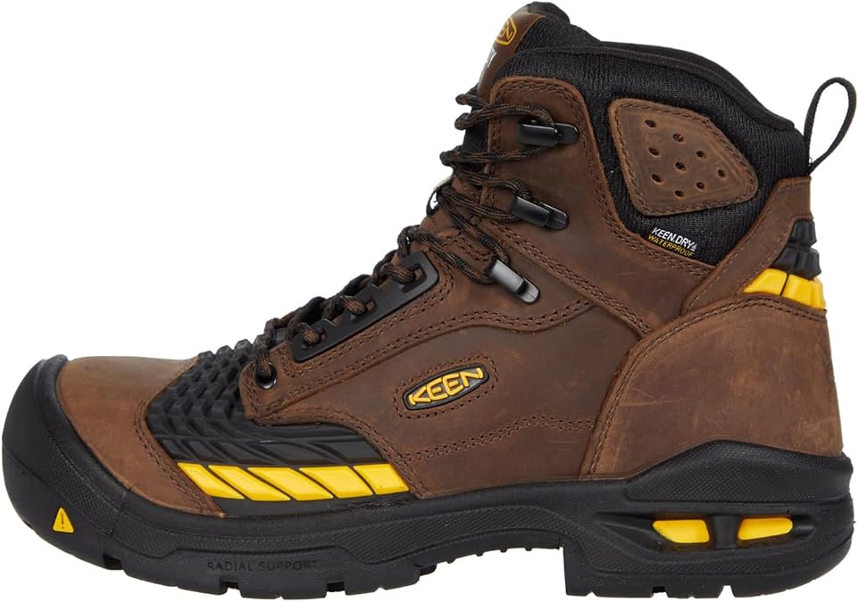 KEEN Utility Men's Troy 6 KBF Composite Toe Waterproof Work Boots Construction, Dark Earth/Black, 12