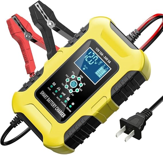 Car Battery Charger 12v 6A Automotive Smart Battery Trickle Charger Maintainer for Car Motorcycle RV SUV Lawn Mower Boat RV SUV ATV Marine Sealed Lead Acid Battery and More