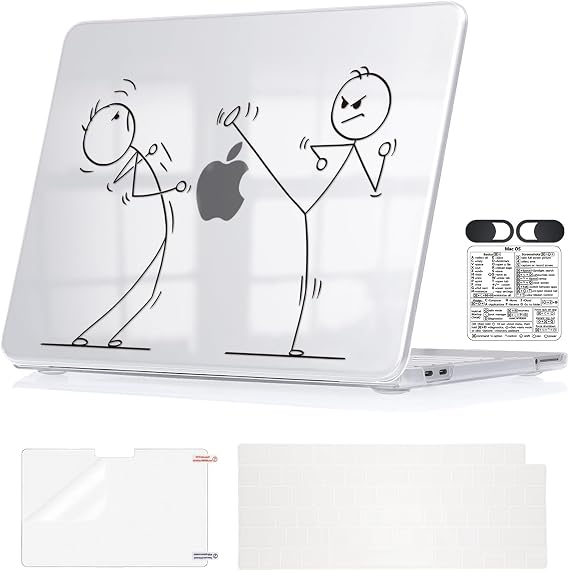 楽しいカートゥーンラインアートクリアケース 2026 MacBook Neo 13インチ A3404用