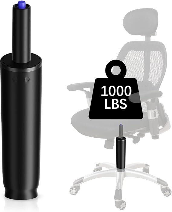 Mastery Mart Gas Strut for Office Chairs, Length 251 mm - 346 mm, Gas Strut, Gas Spring Maximum Load 450 kg, Office Chair Replacement Parts, TÜV, Class 4, Universal Fit (Black, Not for 1KEA)