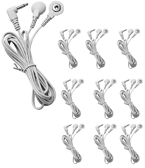 Button Electrode Wire Cable, DC 3.5mm Button Electrode Wire Cable Compatible Wires for Digital TENS Massage Machine,Button Type Electrode 2.5mm Plug Wires Cable 1 to 2 (10)