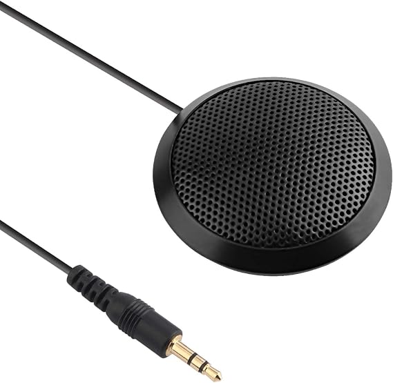 Conference Microphone 3.5mm Desktop Computer Mic for Computer Desktop and Laptop 360 Omnidirectional Condenser Mic for Online Meeting/Class, Skype, Recording, Chatting, Gaming