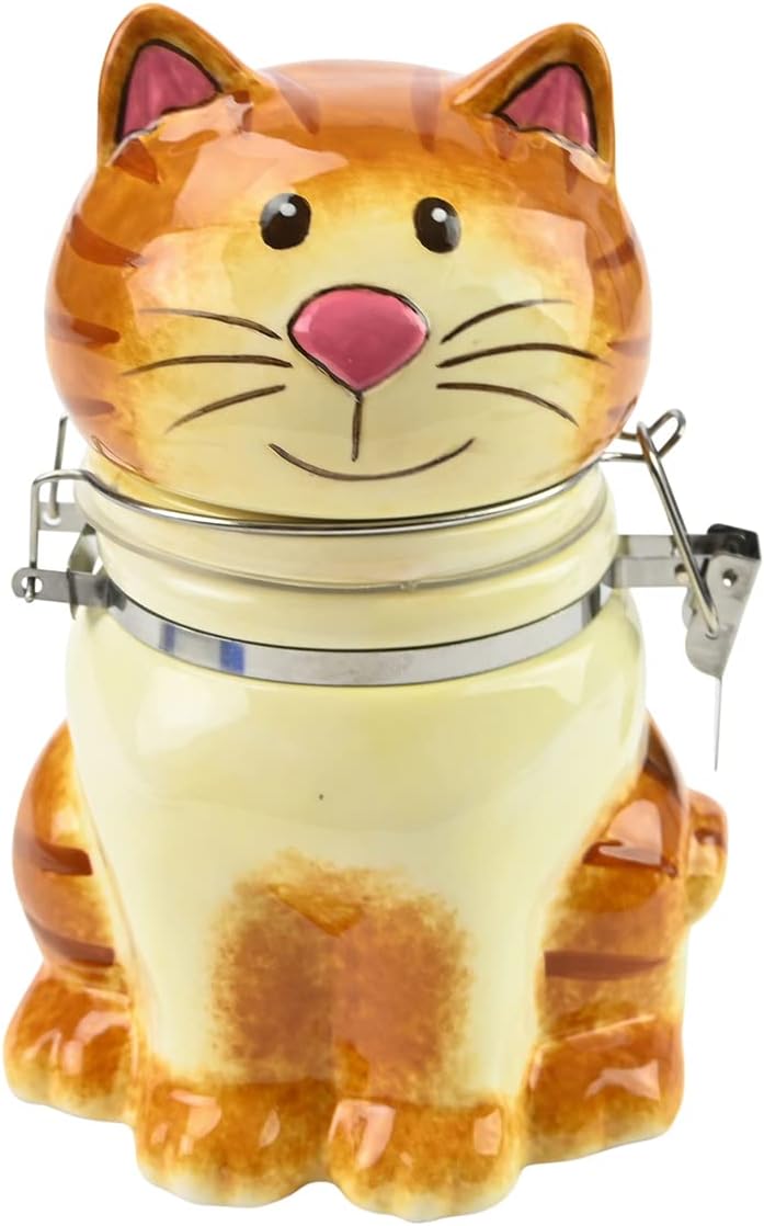 Boston Warehouse 25060 Hand-Painted Earthenware Pretty Kitty Hinged Jar