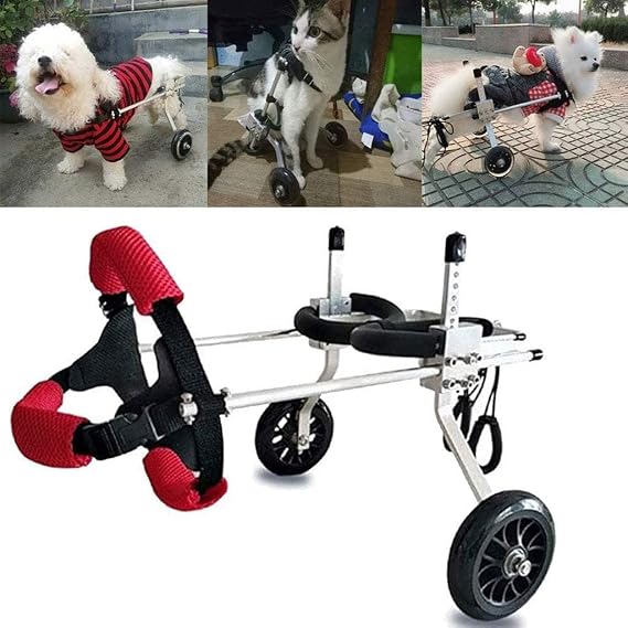 Dog Wheelchair for Back Legs, Dog Wheelchair, Two Wheels Adjustable Pet Wheelchair Dogs Hind Legs Rehabilitation Cart Paralyzed Pet Walk Assistant for Dogs Puppy Cats.