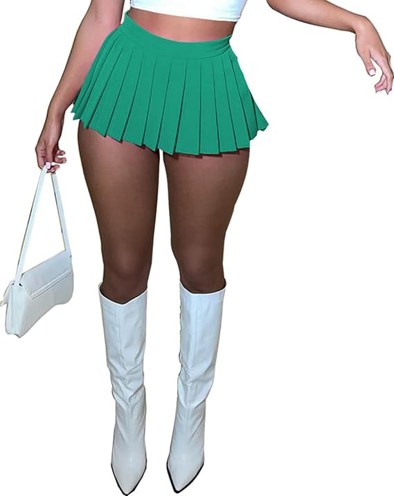 Mini Pleated Skirts for Women Sexy Club School Y2k High Wiast Stretchy Tennis Skater A-line Novelty Skirt