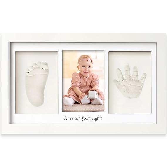 KeaBabies Baby Hand and Footprint Kit, Clay Keepsake Frame (Alpine White)