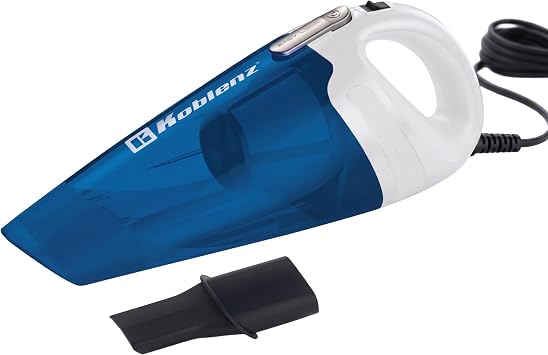 Koblenz HV-120 KG3 Corded Handheld Vacuum Cleaner, 400W Motor, 18 ft Cord, Lightweight Dust Buster for Pet Hair, Upholstery, Stairs, Car, Crevice Tool Included, Small Corded Vac, White/Blue