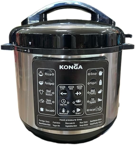 Electric Pressure Cooker, 5L Multi-Function Cooker, 8-in-1 Rice Cooker, Soup Maker, Black/Stainless Steel
