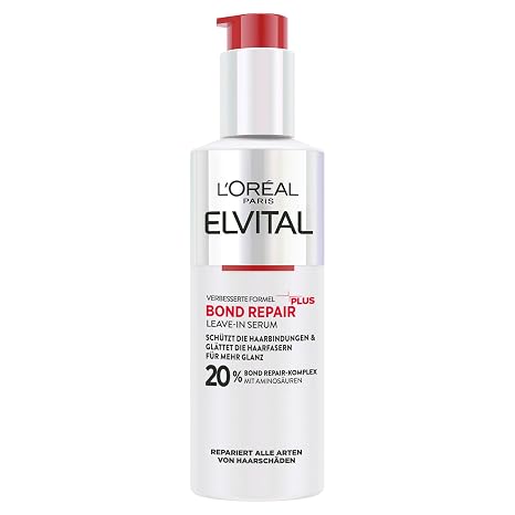 L'Oréal Paris Elvital Bond Repair Plus Leave-In Serum for Hair Repair Hair Serum Against Hair Damage Protection for Less Hair Breakage & Split Ends More Shine with Bond Repair Complex and Amino Acids 150 ml