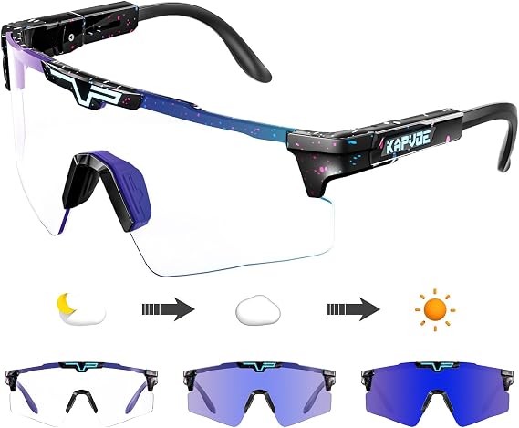 KAPVOE Photochromic Cycling Glasses Sports Sunglasses Mountain Bike Gasses Clear MTB Glasses Men Women Bicycle Riding Glasses