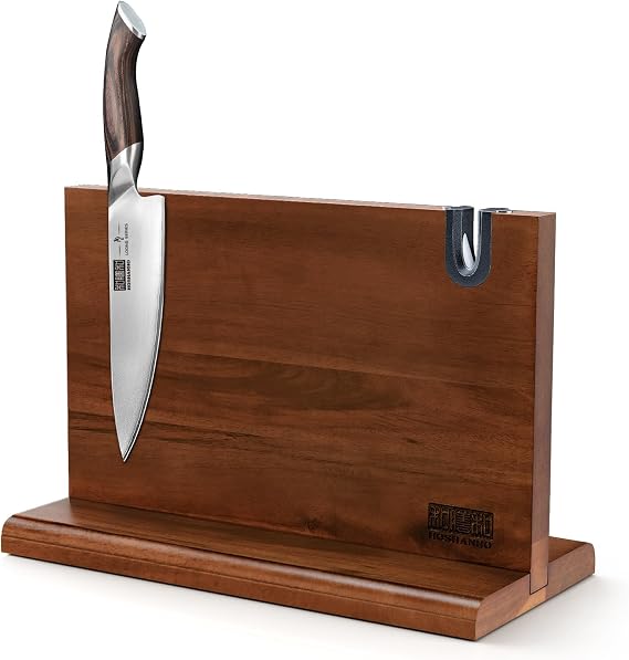 HOSHANHO Kitchen Knife in Japanese Steel AUS-10 High-Class Chef's Knife 8 inch & HOSHANHO Magnetic Knife Block 14 x 10 Inches Double Sided Magnetic Knife Holder Rack