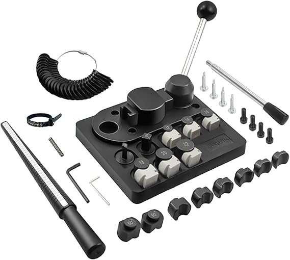 HAADID Ring Bending Tool with Nylon Dies, Spoon Rings Jewelry Kit | Bends soft metal bands and spoon rings with nylon dies, 12-22 mm sizes, and 60/90 degree posts.