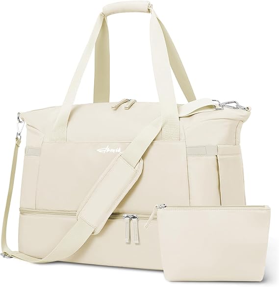Gym Bag for Women, 45L Carry On Travel Duffel Bag with Shoes Compartment