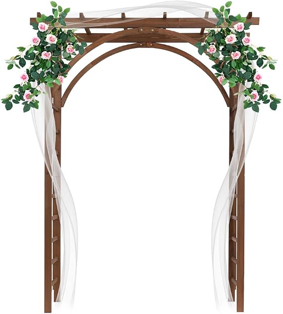 84 inch Wood Garden Arbor, Wedding Arch Garden Trellis Pergola Arbor for Climbing Plant Rose Vines, Garden Patio Greenhouse Bridal Party Decoration Decor