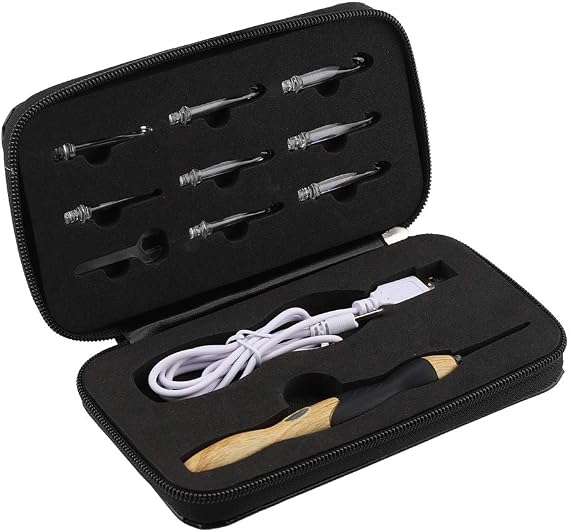 9 in 1 Rechargeable LED Lighted Crochet Hooks Set, Lighted Crochet Hooks with Case, LED Light Crochet Hooks Set, Craft Yarn Weaving Crochet Needles for Sewing Tools (The Handle