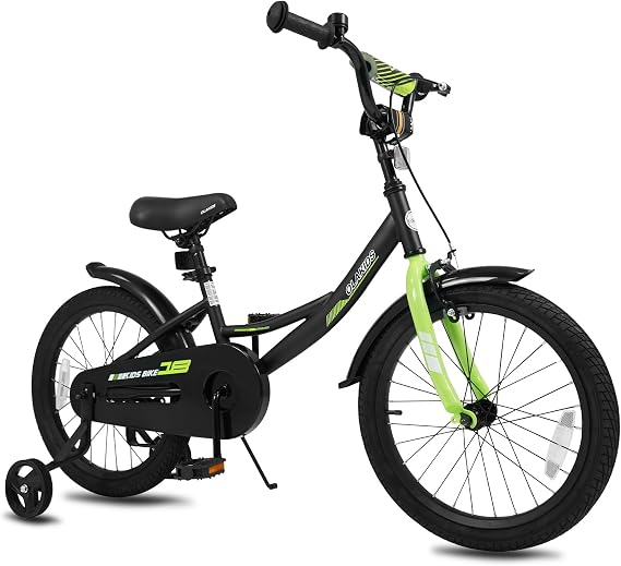 Olakids Kids Bike, 12 14 16 18 Inch BMX Style Toddlers Bike with Training Wheels Adjustable Seat Handlebar Coaster Brake Handbrake Safety Bell, Children's Bicycle for Boys Girls