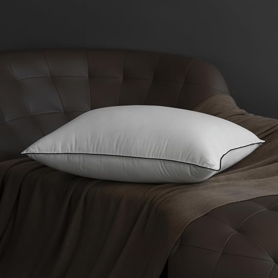 White Goose Down Pillows Queen Size, Down-Alternative Fiber and Down Fill Pillow Inserts, Cloud-Soft 3-Chamber Hotel Bed Pillow with Breathable and Noiseless Cover for Sleeping, 20"x28", Set of 1