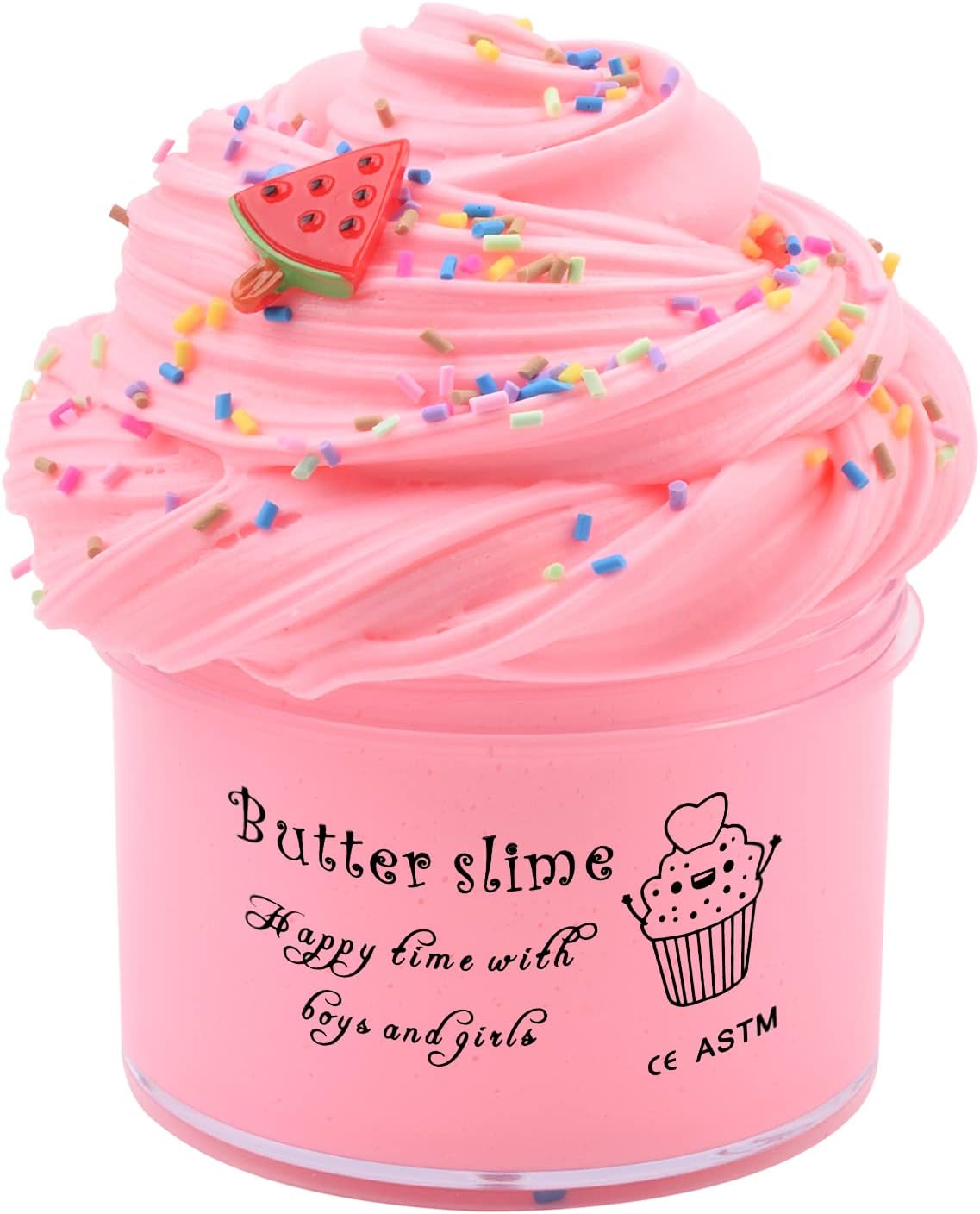Pink Watermelon Butter Slime, Girls and Boys Stress Relief Toy, Super Soft and Non-Sticky, for Party Favors, Birthday Gifts, Prize, School Education, Scented Slimefor Girls Boys Kid7oz 200ml