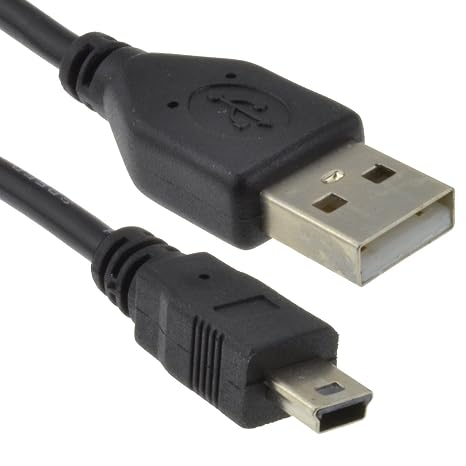 kenable USB 2.0 Cable A to Mini-B 5 Pin Lead for Digital Cameras Data Transfer & Charging 24AWG Shielded Black 0.5m
