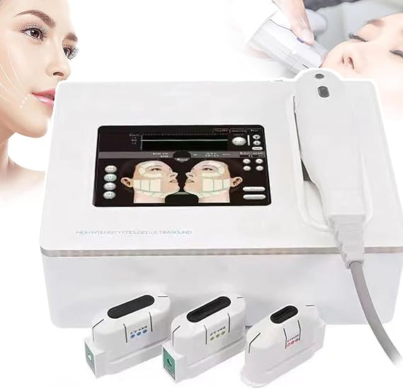 Multi-Functional HIFU Machine Skin Care Device,SMAS-Layer Facial Lifting Tightening,Fine Lines Reduction,Wrinkle Remover, Face & Body Sculpting, with 3/5 Cartridges 10000 Shots,3Heads