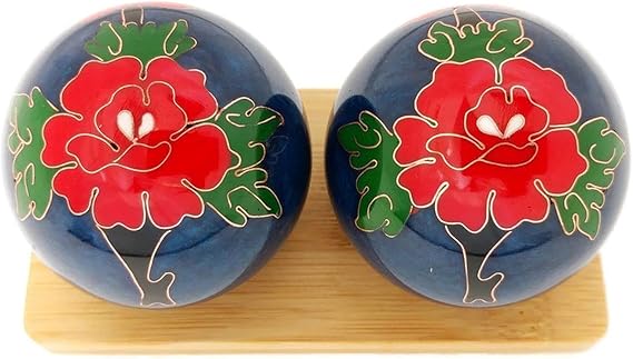 Top Chi Peony Baoding Balls with Bamboo Stand (Medium 1.6 Inch)