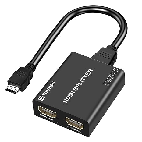 HDMI Splitter 1 in 2 Out - 4K@30Hz HDMI Splitter for Full HD 1080P 3D | Extended Display-Mirror Same Screen Only, Including HDMI cable
