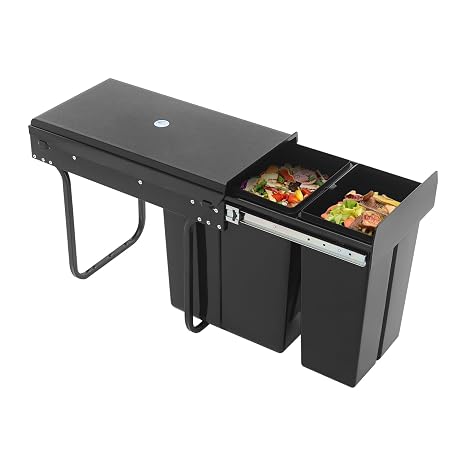 Pull Out Trash Can Under Cabinet Under Sink Trash Can Pull Out Trashcan Cabinet for Kitchens Pullout Trashcan for Kitchen Cabinets 8Gal Garbage Cans for Kitchen Laundry (Black, Ordinary Rail)