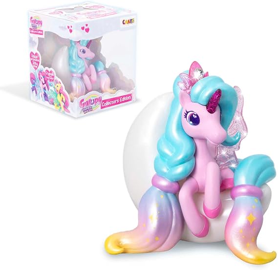 Galupy Rainbow Unicorn Collector Edition Dreamy - Unicorn Toy to Collect Unicorn Figures with Glitter Wings & Swarovski Crystal Pink & Blue