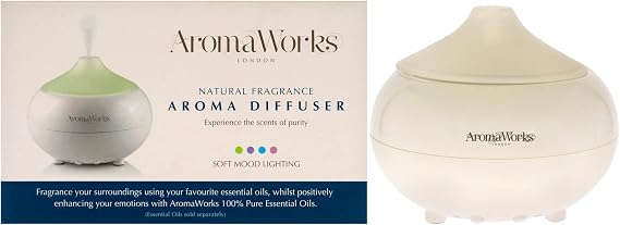 Aromaworks Natural Fragrance Aroma Diffuser - Soft Mood Led Lighting - Fills The Room With A Sensual Fragrance - Suitable For Use With The Aromaworks Essential Oils - Easy To Use - 1 Pc Diffuser