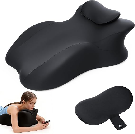 Ergonomic Memory Foam Wedge Pillow for Neck and Waist | Prone Pillow Multi-Position Support Sleeping, Reading & Memory Foam Ergonomic for Back Support with Removable Cover Black
