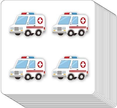 Ambulance Stickers 1in for Scrapbooking, Arts, Craft, Kids DIY, Calendars Journals 80-Pack
