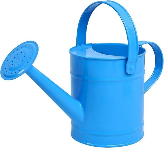 Blue Metal Watering Can, 1.5L for Kids Comfort Handle | Small Toddler Watering Can for Children,Ideal for Outdoor Home office Gardening