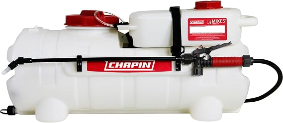 Chapin 97361 Made in the USA 15 Gallon Mixes on Exit 12V, 2.2 GPM Pump ATV/UTV Spot Sprayer with Separate Water Tank Than Concentration Tank to Mix on Demand, Translucent White